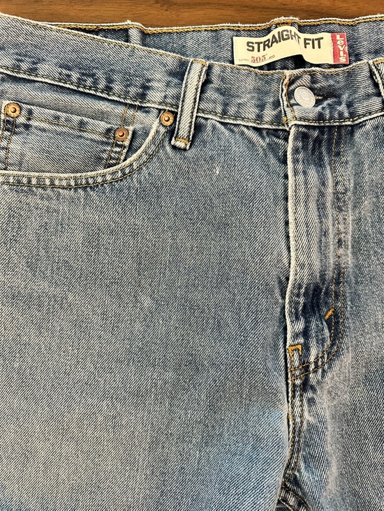 Levi's Straight Fit Raw Hem Denim Shorts - Medium Blue - Picture 4 of 5